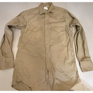 Carhartt Men's Tan Canvas Western Pearl Snaps Work Long Sleeve Shirt Size 16x35